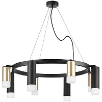 Люстра подвесная Рулло (Rullo) LR0184048741 Lightstar чёрная золотая на 8 ламп, основание чёрное в стиле хай-тек Люстра подвесная Рулло (Rullo) LR0184048741 Lightstar чёрная золотая на 8 ламп, основание чёрное в стиле хай-тек